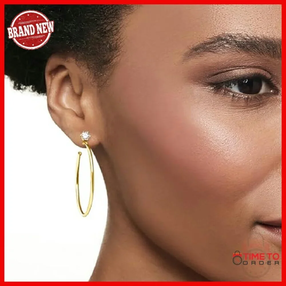 Italian 0.50ct CZ Stud Earrings with Hoop Jackets 18kt Gold Over Sterling